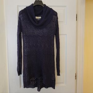 Grace & Lace Crochet Tunic Long Lace Top Fairy Goth Navy